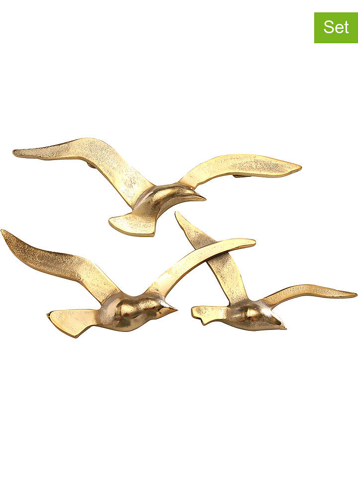 Boltze 2er-Set: Wandobjekte "Vogel" in Gold - (B)35 cm - onesize