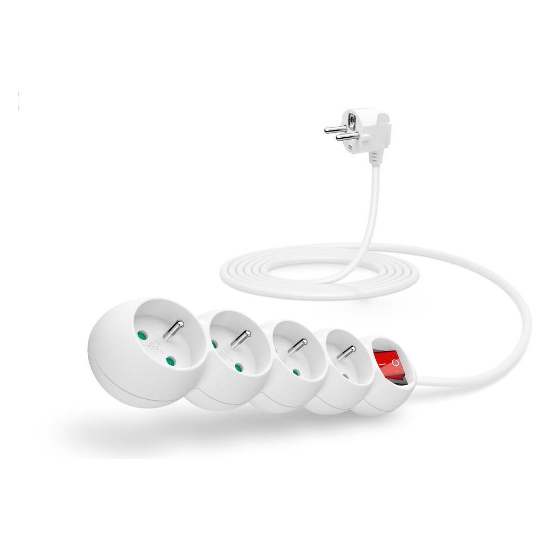 Connect IT Verlängerungskabel 230V 4 Steckdosen 3ms Schalter weiss (3 m, CEE 7/3) (CI-1287)