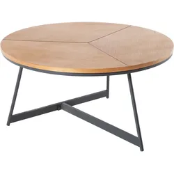 riess-ambiente Couchtisch OAK ELEGANCE - 80cm Eiche Holz-Design schwarzes Metallgestell rund