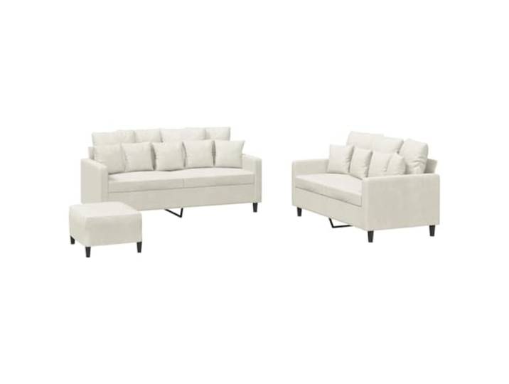 GHVBNMF 3-TLG. Sofagarnitur mit Hocker Samt Couch Set Creme Gemütliche Polsterecke für Wohnzimmer und Büro, bestehend aus zwei Zweisitzersofas und Fußablage inklusive sechzehn Kissen.