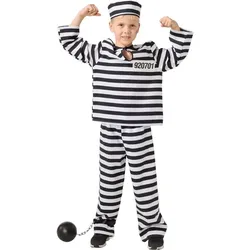 Kinder-Kostüm "Sträfling", schwarz-weiß