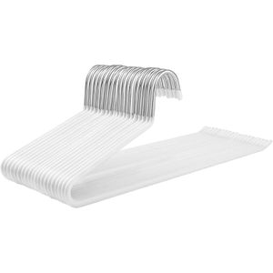Songmics Hosenbügel CRI004WT-20, aus Metall, Einzelbügel mit rutschfestem Bezug, weiß, 38cm, 20 Stück