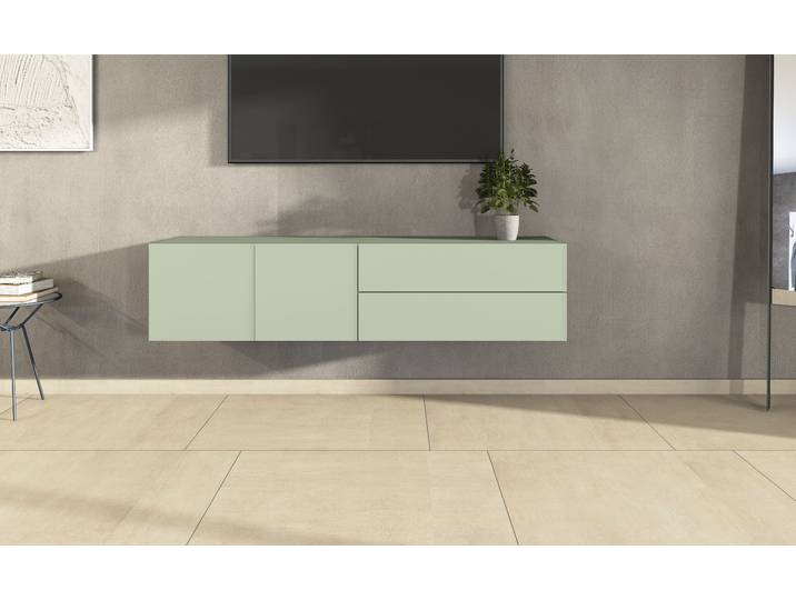 Lowboard BORCHARDT MÖBEL Sophia, TV-Schrank Breite 152 cm , grün (salbei), B:152cm H:35cm T:35cm, Holzwerkstoff, Sideboards, Lowboard, Breite 152 cm, hängend montierbar