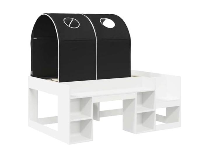 KTHLBRH Bett mit 3 Teilen Weiß und Schwarz Holz Mit Stauraum, Lattenrost aus Holz, 108 x 163 cm, für Kinderzimmer