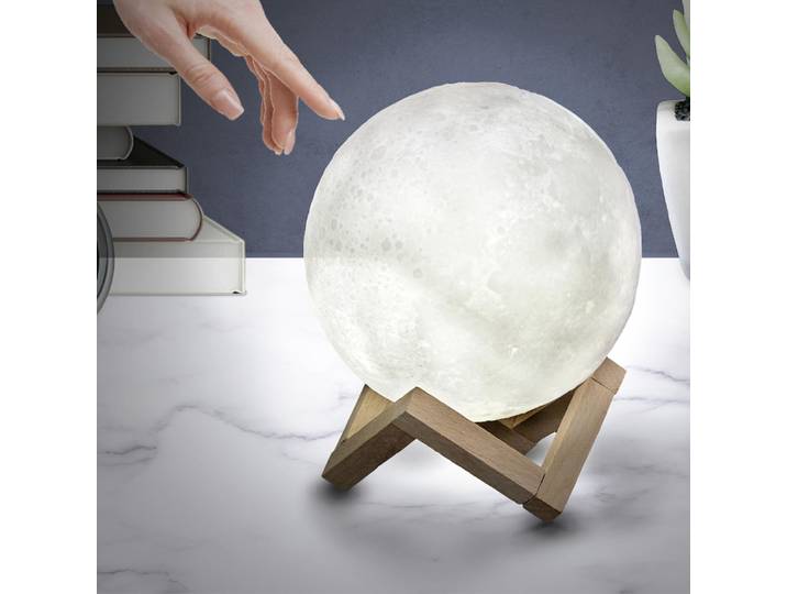 Lampe - HOME DECO FACTORY - Lune Ronde 3D - Tactile - Blanc