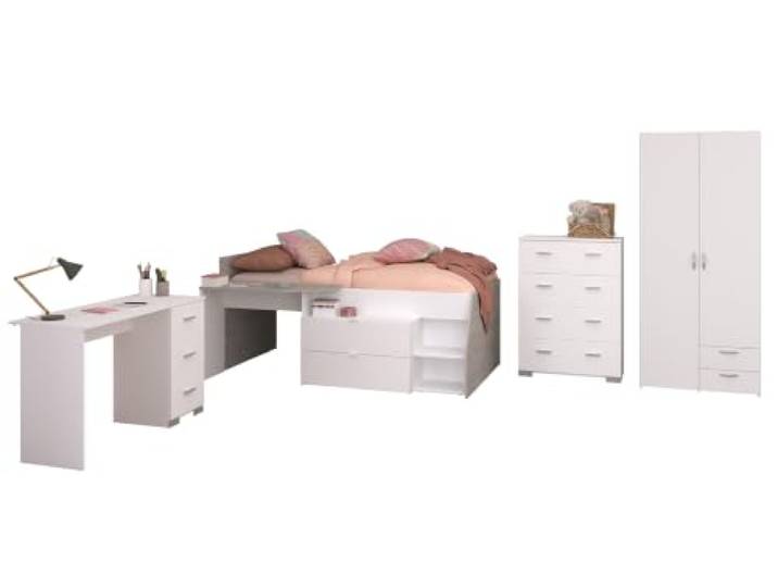 Parisot Kinderzimmer 4-teilig Milky 11 Weiß/Grey Loft