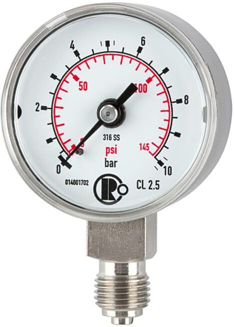 Riegler Manomètre standard, acier CrNi, G 1/4 bas, 0 - 6,0 bar, Ø 40 (4105)