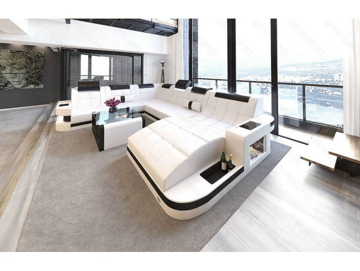 Wohnlandschaft Wave XXL U-Form in Leder
