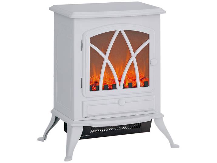 ComfortXL Elektrokamin De-17053 1000/2000 W LED-Flamme Weiß, Kunststoff, 45x54x28.5 cm, Elektrogeräte, Heizgeräte, Elektrokamine