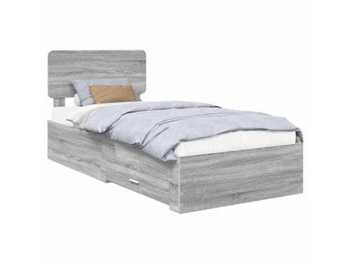 HMDNGOUT Bettrahmen mit Kopfteil Graues Sonoma 90 x 190 cm Holzwerkstoff Bett mit Stauraum