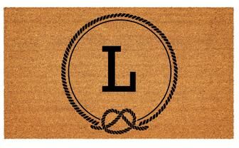 Evergreen "Coastal Coir Mat Nautical Monogram 28""x16"""