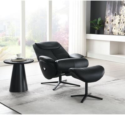 CDecor Ziegler Black Swivel Accent Chair with Ottoman