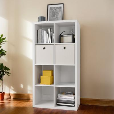 8-Cube Organizer Storage with Open Back Shelves, 2x4 Cube Bookcase for Home and Office