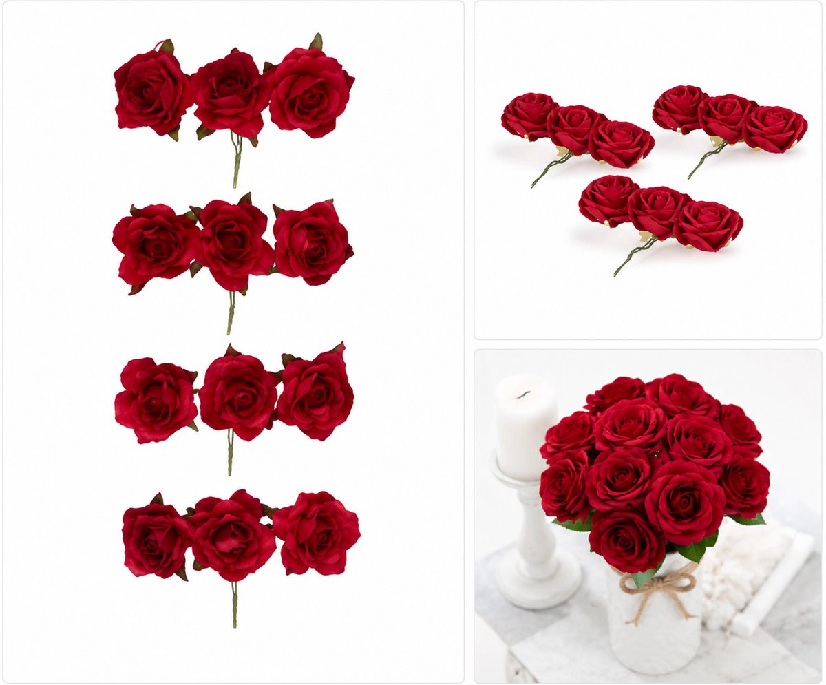 9 stuks kunstmatige rode rozen voor decoratie