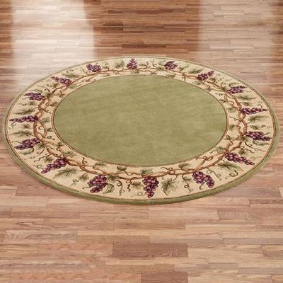 Kas Oriental Rugs / Exclusives "Napa Grape Border Round Rug, 7'6"" Round, Sage"