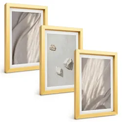 BILDER SET 3er Set - 20x30 cm Goldrahmen - Nahaufnahmen der Struktur im Boho-Stil
