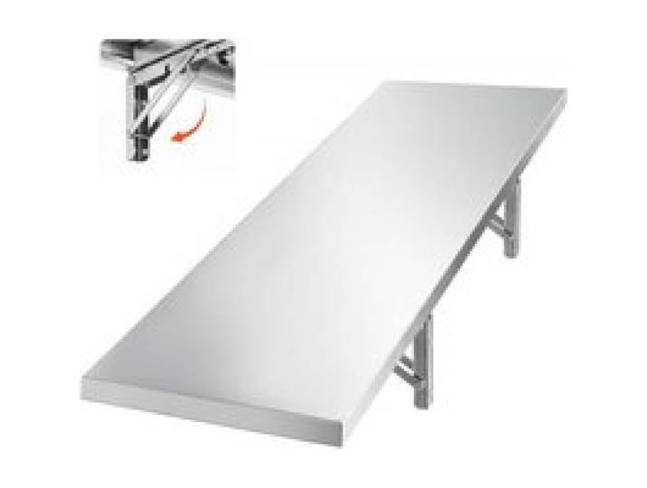 VEVOR Étagère Murale Flottante Pliable, Tablette Murale en Inox 30,5x122 cm, pour Cuisine, Restaurant, Garage, Food-truck, Charge Maximale de 136 kg, Étagère de Rangement avec Équerres Résistante