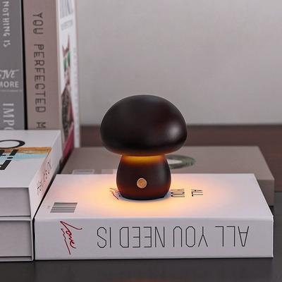 Friendly Fresh Finds Mushroom LED Table Lamp Touch Dimming USB Rechargeable Ambient Light walnut 01