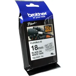 Brother P-Touch Band TZe-FX241 schwarz auf weiß 18mm x 8m flexibel laminiert
