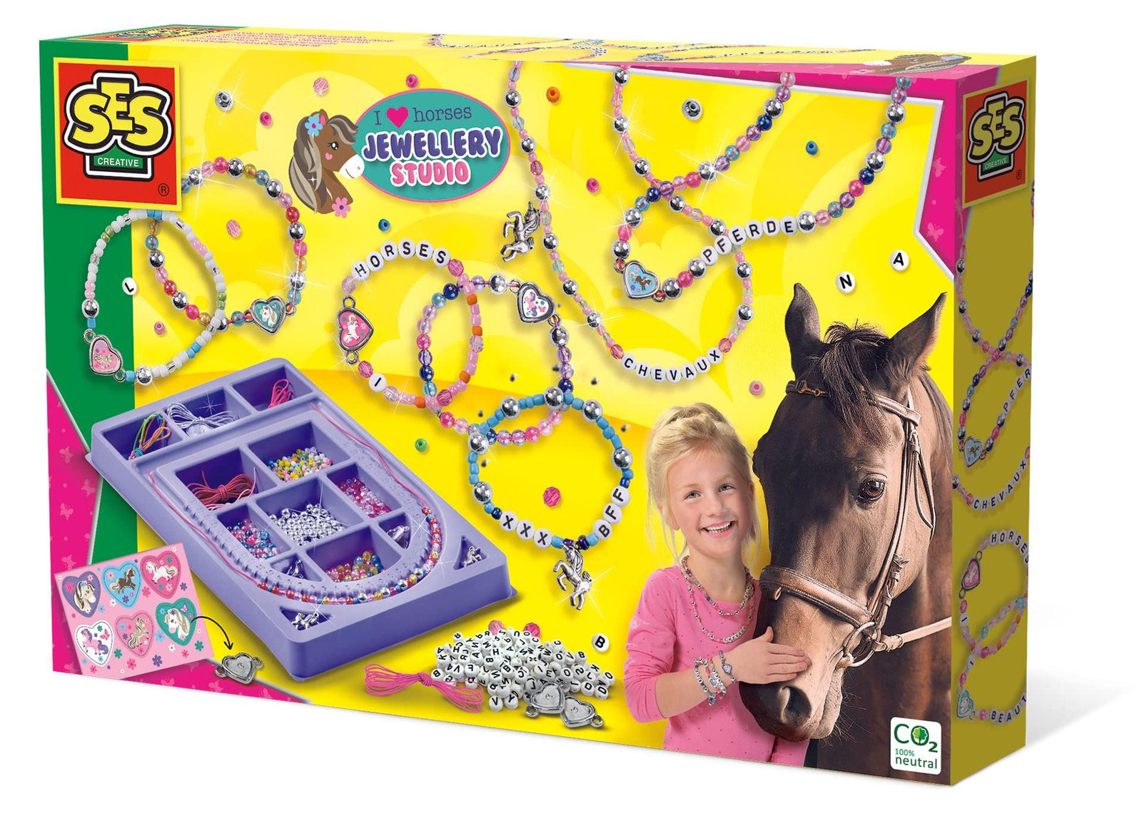 SES Creative Jewelry Studio Kinderen I Love Horses - Geel - Multicolor