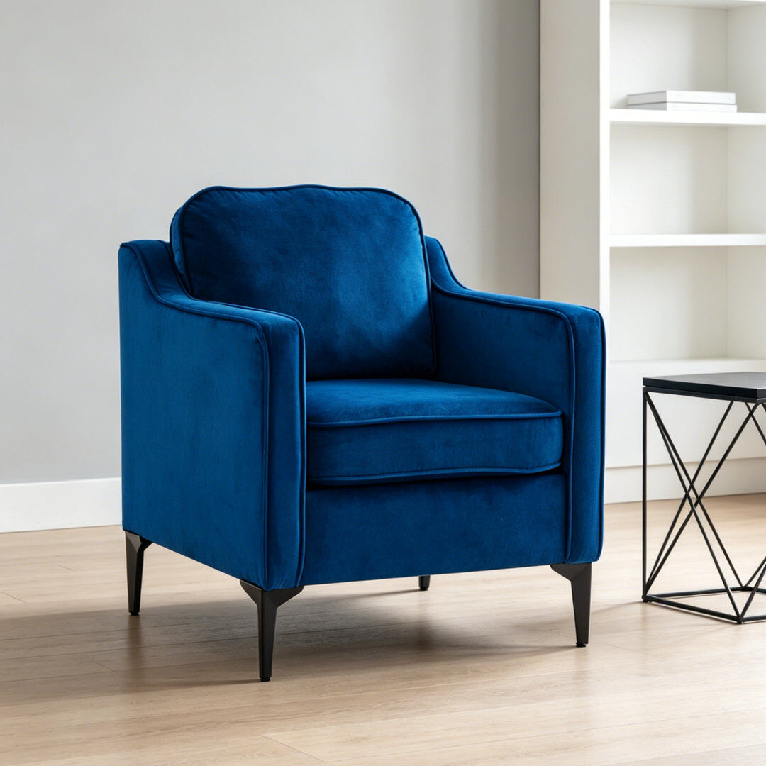 George Oliver Modern Single Armchair Blue 81cm H X 70cm W X 65cm D