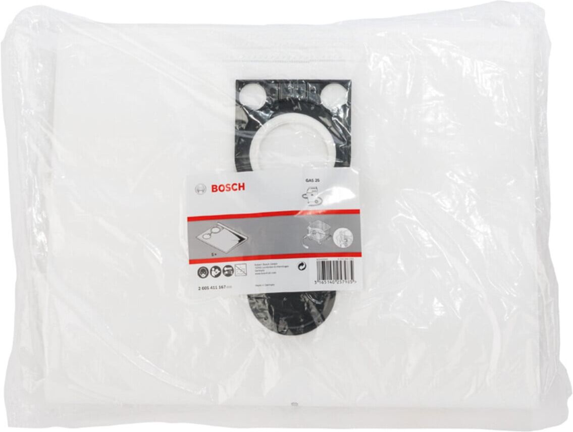Bosch Professional Papierfilterbeutel für GAS25 Staubsauger - Stabiler und reißfester Beutel für trockene Anwendungen, 2605411167)