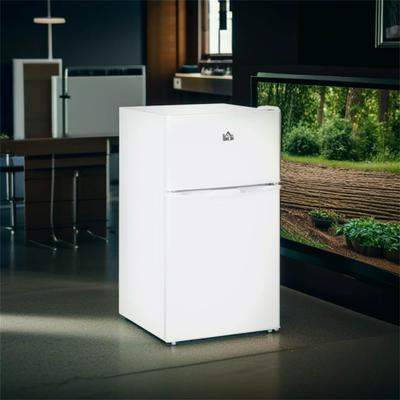 DEVERA Double Door Mini Fridge with Freezer