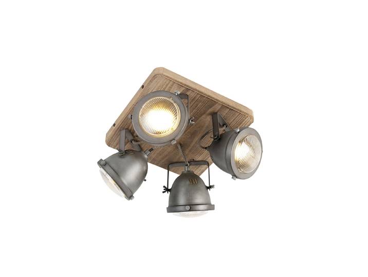 Plafonnier intelligent en acier avec bois avec 4 WiFi GU10 -
