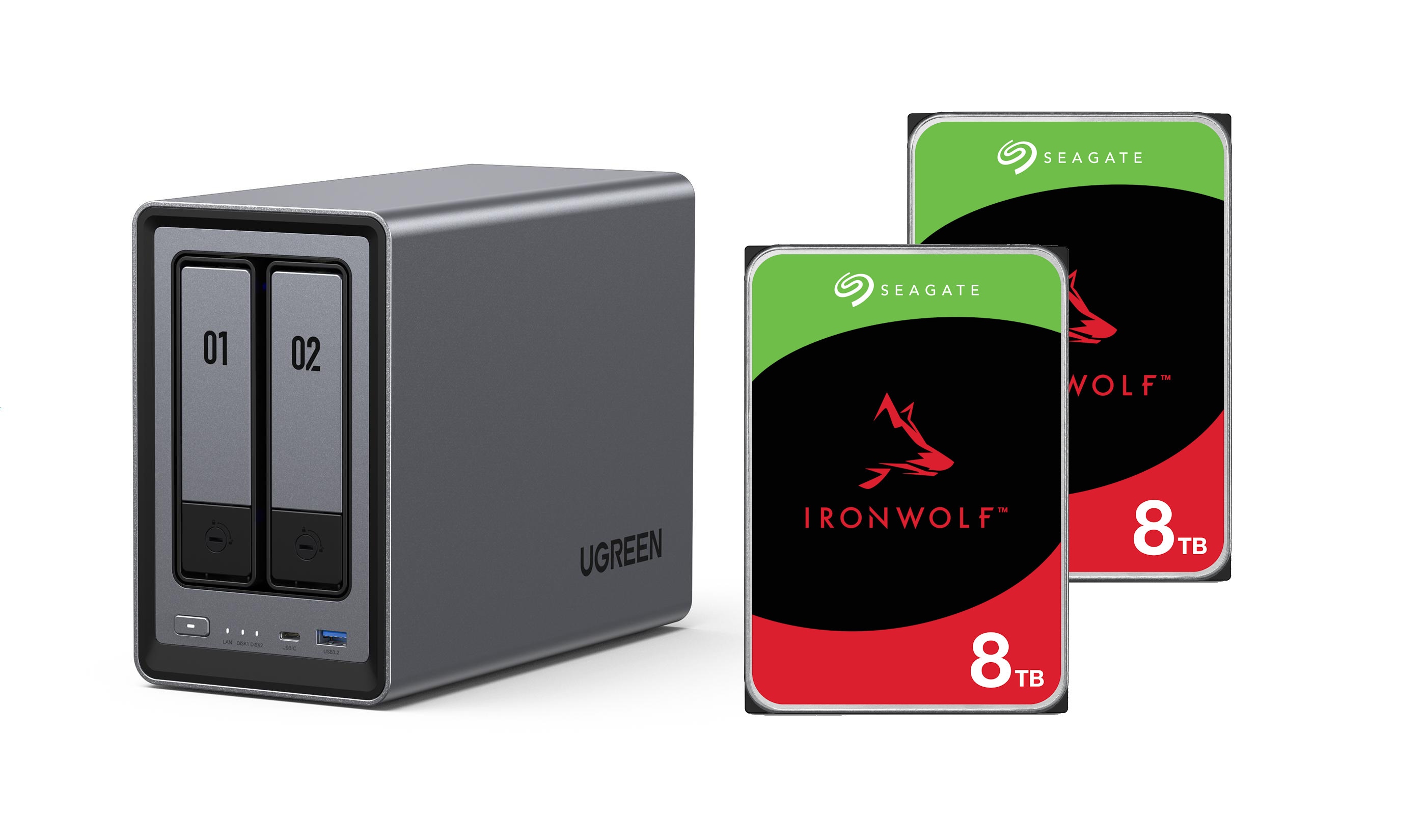 UGREEN NASync DXP2800 NAS System 2-Bay 16TB inkl. 2x Seagate IronWolf ST8000VN004 8 TB