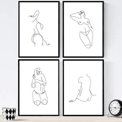 POSTER Set mit 4 Nackte Frau A3 Schwarzer Rahmen