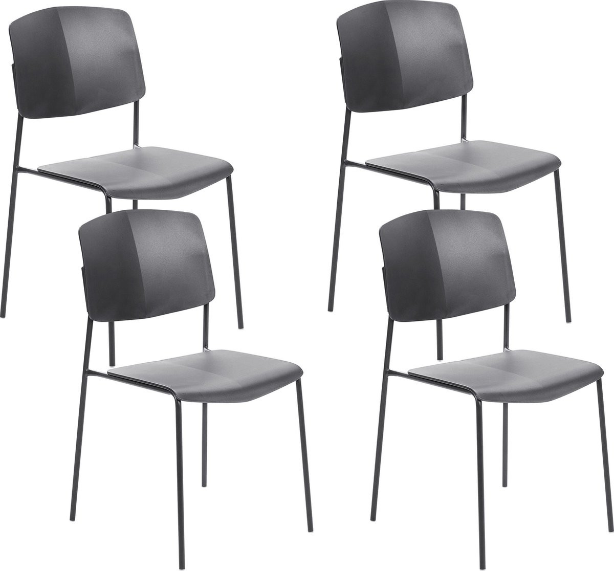 Astoria Set van 4 Stapelbare Eetkamerstoelen - Zwart - Plastic