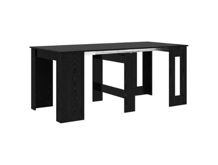 HBBMGYD Esstisch, 180 x 85 x 75 cm, Eiche, Schwarz Ausziehbares Design, manuelles System, wasser- und verschleißfeste Oberfläche, für Mahlzeiten, Arbeit, Freizeit