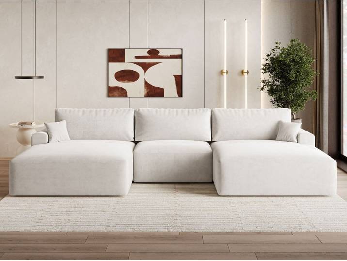 GrainGold Ecksofa U-Form Serene U, Set, Schlaffunktion, Freistehende, Bettkasten, DL-Mechanismus