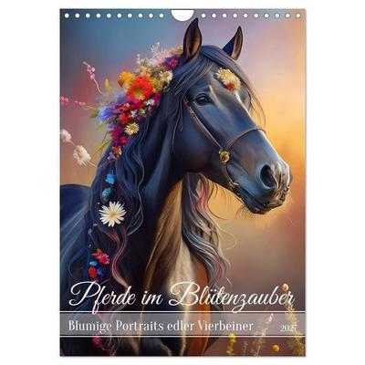 Pferde im Blütenzauber – Blumige Portraits edler Vierbeiner (Wandkalender 2027 DIN A4 hoch), CALVENDO Monatskalender