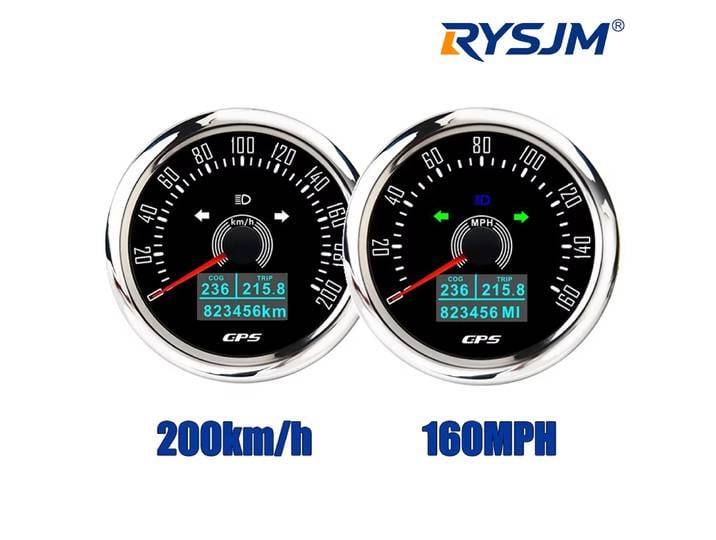 Compteur de vitesse GPS 85MM 0-160 MPH 0-200 KMH avec antenne GPS, rétroéclairage LED numérique 7 couleurs, jauge d'odomètre pour voiture, bateau, marine 12V/24V