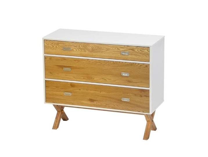 Commode meuble de rangement - JUANIO - 3 tiroirs - Blanc - 100x39x87.5 cm