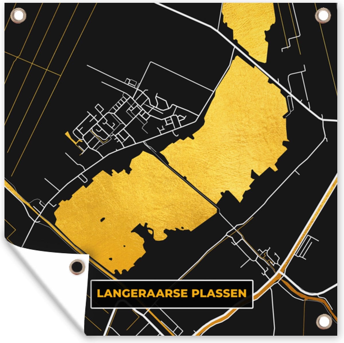 GreatGardenPosters Tuindoek Stadskaart Nederland Langeraarse Plassen 50 x 50 cm