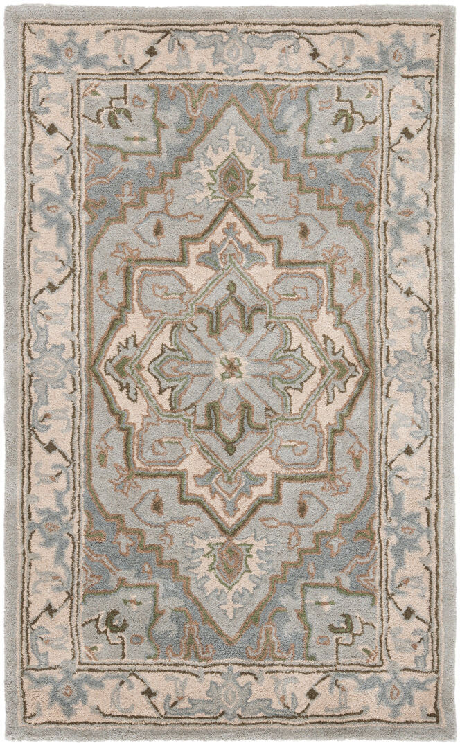 Rosalind Wheeler Oriental Wool Hand Tufted Area Rug Beige / Grey Rectangle 91 x 152 cm