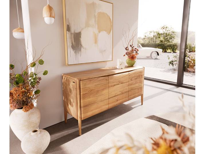 Buffet Simcha 145 cm acacia naturel 2 portes 3 tiroirs