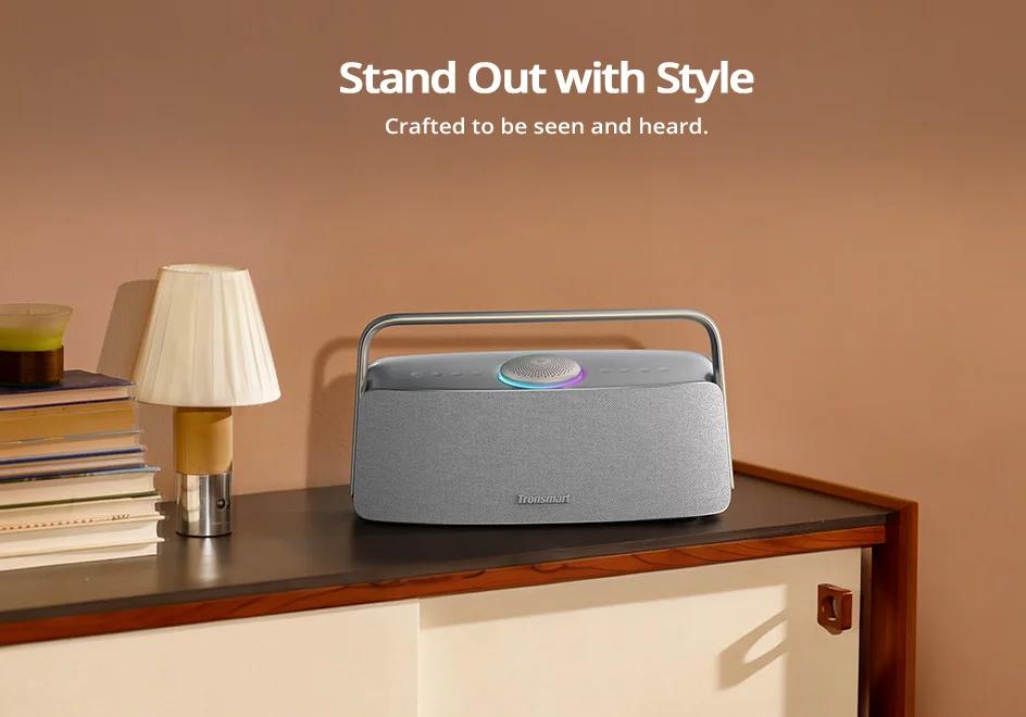 Tragbarer Bluetooth-Lautsprecher - Fiitune X30 - 80 W - Hi-Res-Audio - IPX6-wasserdicht - App-Steuerung - Bis zu 14 Stunden Wiedergabe - Grau