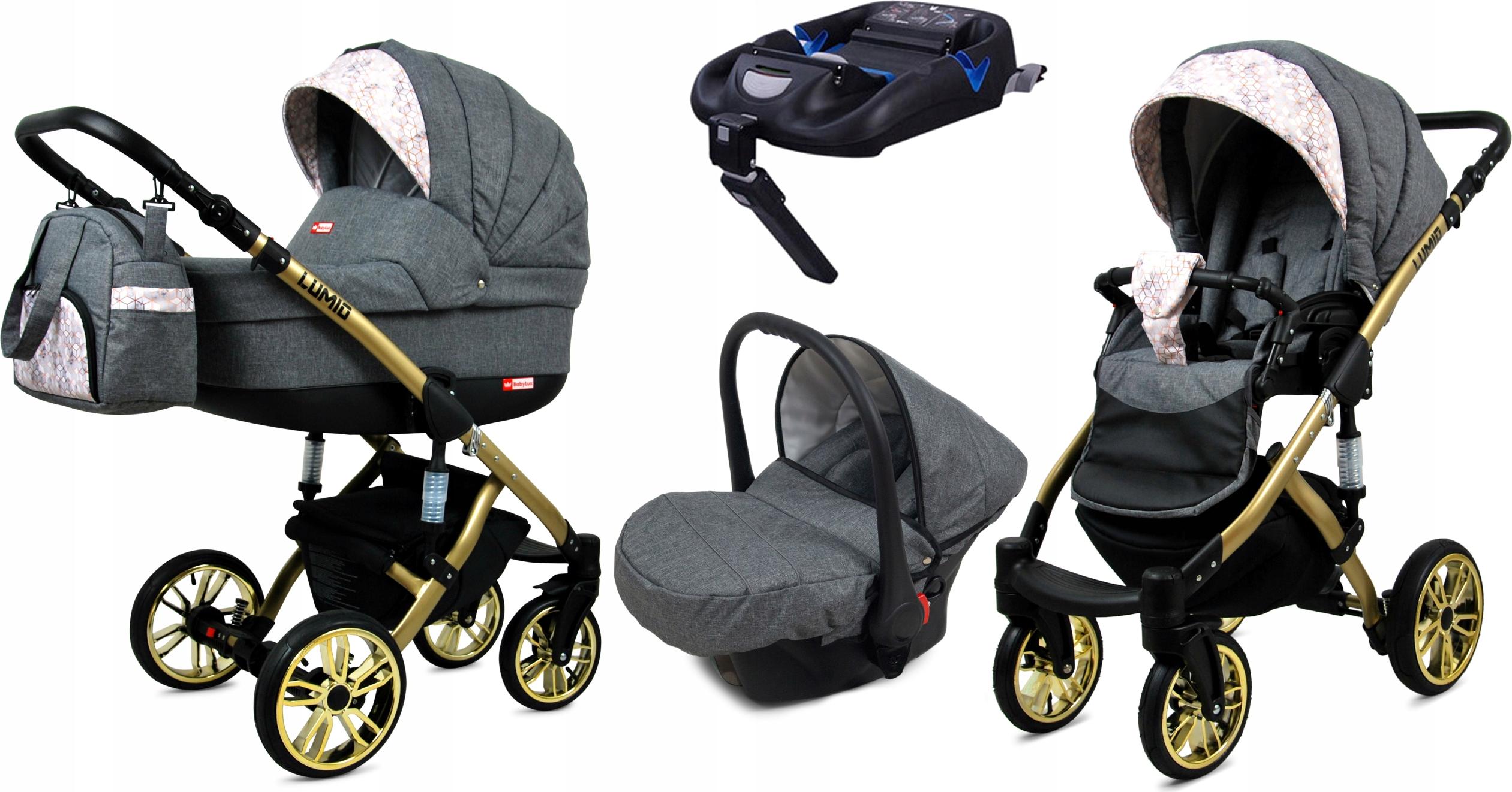 BabyLux Lumio | 4in1 Kinderwagen Set | Flaxen | Kombikinderwagen | Kinderwagenset | Isofix-Basi