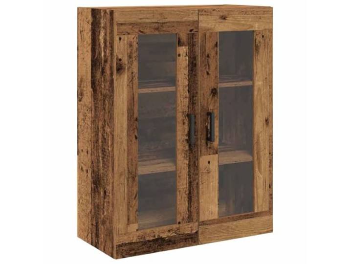Roanoer Wandschrank mit Glastüren Altholz 69,5 x 34 x 90 cm Holzwerkstoff Elegantes Möbelstück für Wohnzimmer, Flur und Homeoffice. Schafft vielseitigen Platz für Deko und Alltagsgegenstände.