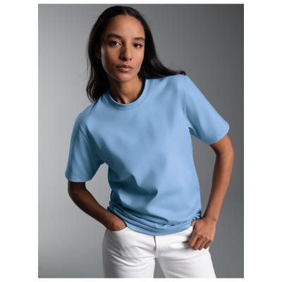T-Shirt TRIGEMA "TRIGEMA Heavy T-Shirt aus 100% recycelter Baumwolle", Damen, Gr. XXL, blau (horizont), 100% Baumwolle (recycelt), Basic, Shirts T-Shirt