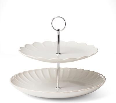 Lenox French Perle Scallop White 2-Tier Server