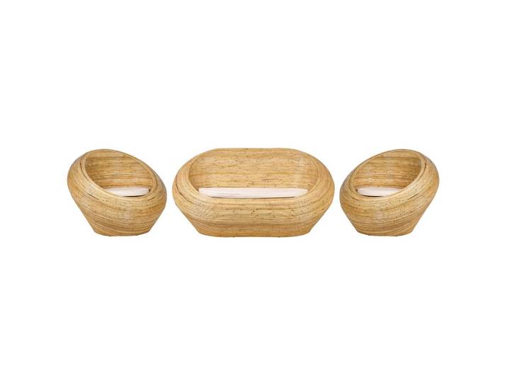 LOUNGE SET 3-teiling Rattan Natürlich Maiori