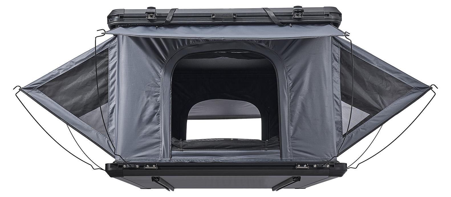SucceBuy Autodachzelt mit Hartschale für 2-3 Personen, Campingzelt aus Aluminium mit LED-Beleuchtung in drei Farben und zwei Fenstern, wasserabweisend und winddicht, geeignet für Jeep, SUV und Pickup, Maße: 212 x 132 x 95 cm (aufgeklappt)