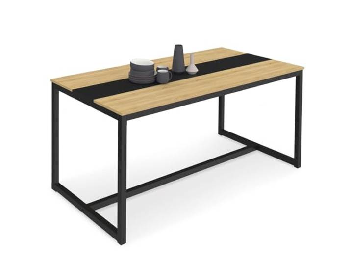 IDMarket - Rechteckiger Esstisch Dover 8 Personen Mittelstreifen schwarz Industriedesign 180 cm