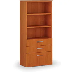 Büroschrank mit kombinierten Schubladen PRIMO WOOD, 800 x 420 x 1781 mm, Kirschbaum