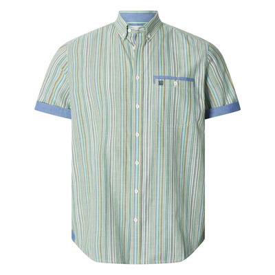 Kurzarmhemd BABISTA "Kurzarmhemd LINOLI", Herren, Gr. XXL, weit, grün (grün gestreift), Obermaterial: 100% Baumwolle CO., Hemden