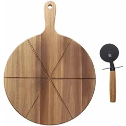 Tognana, Pizza Zubehör, Pizzabrett mit Messer, 42 x 30 cm, Braun